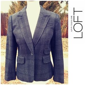 LOFT GRAY WOOL BLEND BLAZER 8p